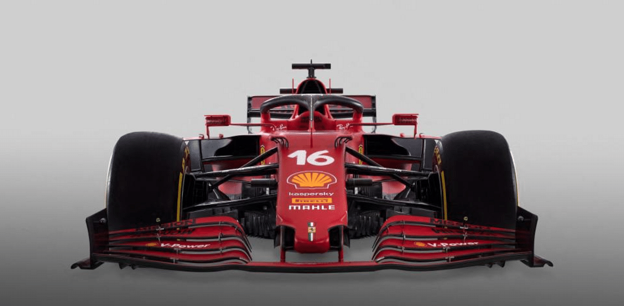 Ferrari's new single-seater Formula One SF21 for the 2021 season. Credit: AFP Photo/FERRARI PRESS OFFICE