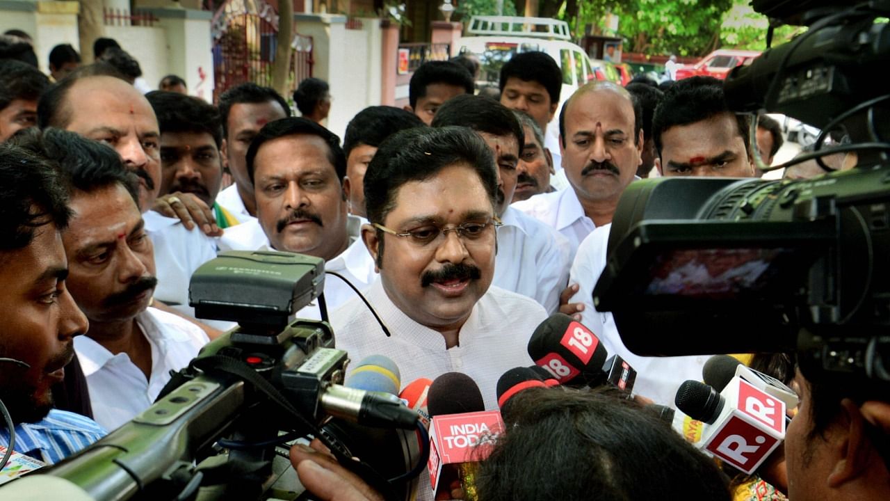 Amma Makkal Munntera Kazhagam Chief T T V Dhinakaran. Credit: PTI File Photo