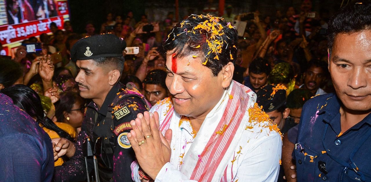 Among prominent candidates who filed nominations were Chief Minister Sarbananda Sonowal from Majuli. Credit: PTI Photo