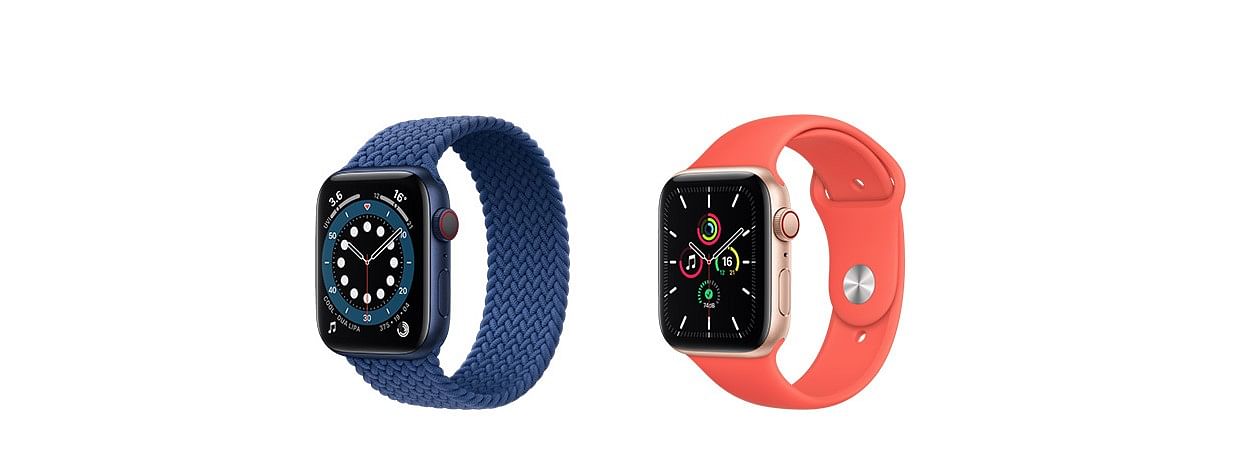 Apple Watch Series 6 (left) and the Watch SE (right). Credit: Apple