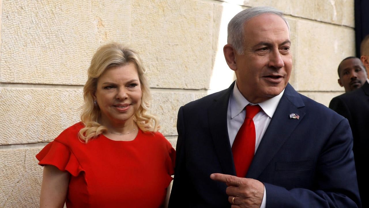 Israeli Prime Minister Benjamin Netanyahu and his wife Sara Netanyahu stand next to the dedication plaque of the US embassy in Jerusalem. Credit: Reuters file photo.