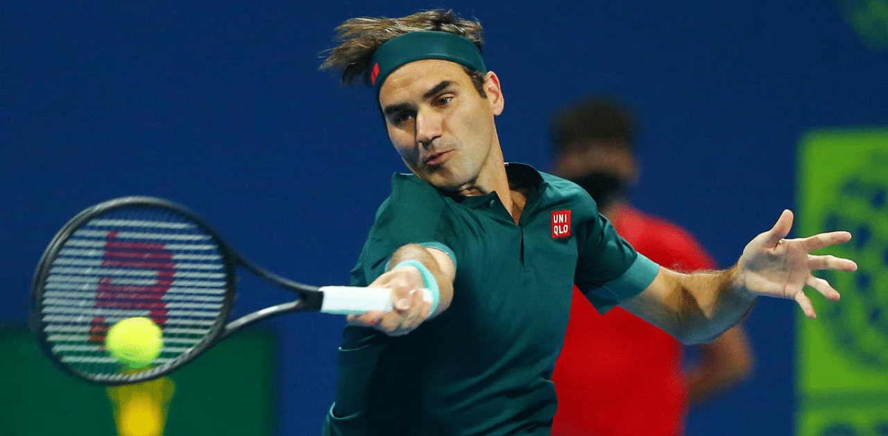 Roger Federer in action during his first round match against Great Britain's Dan Evan. Credit: Reuters photo. 