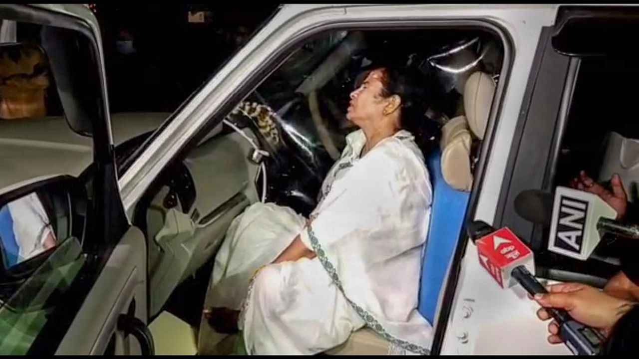 West Bengal Chief Minister Mamata Banerjee injured during her campaign trial at Nandigram in Purba Medinipur. Credit: PTI.