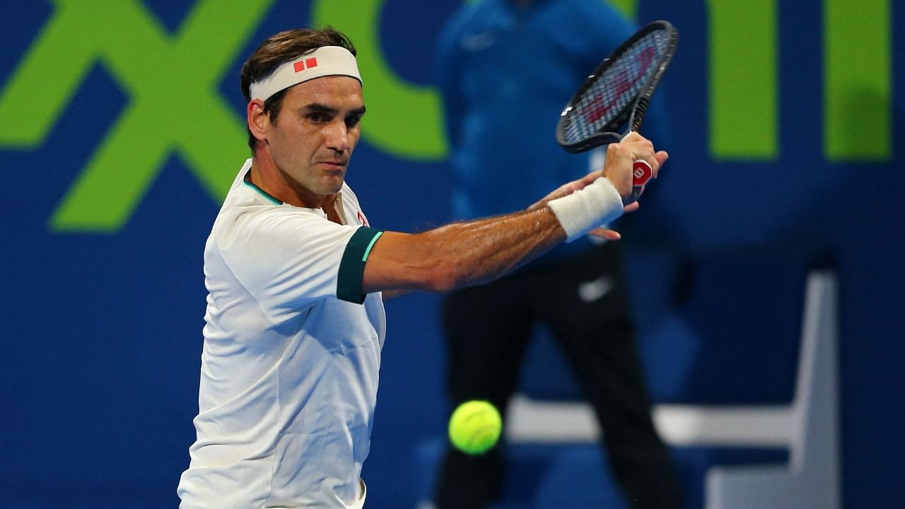  Roger Federer at the Khalifa International Tennis and Squash Complex in Doha. Credit: AFP Photo