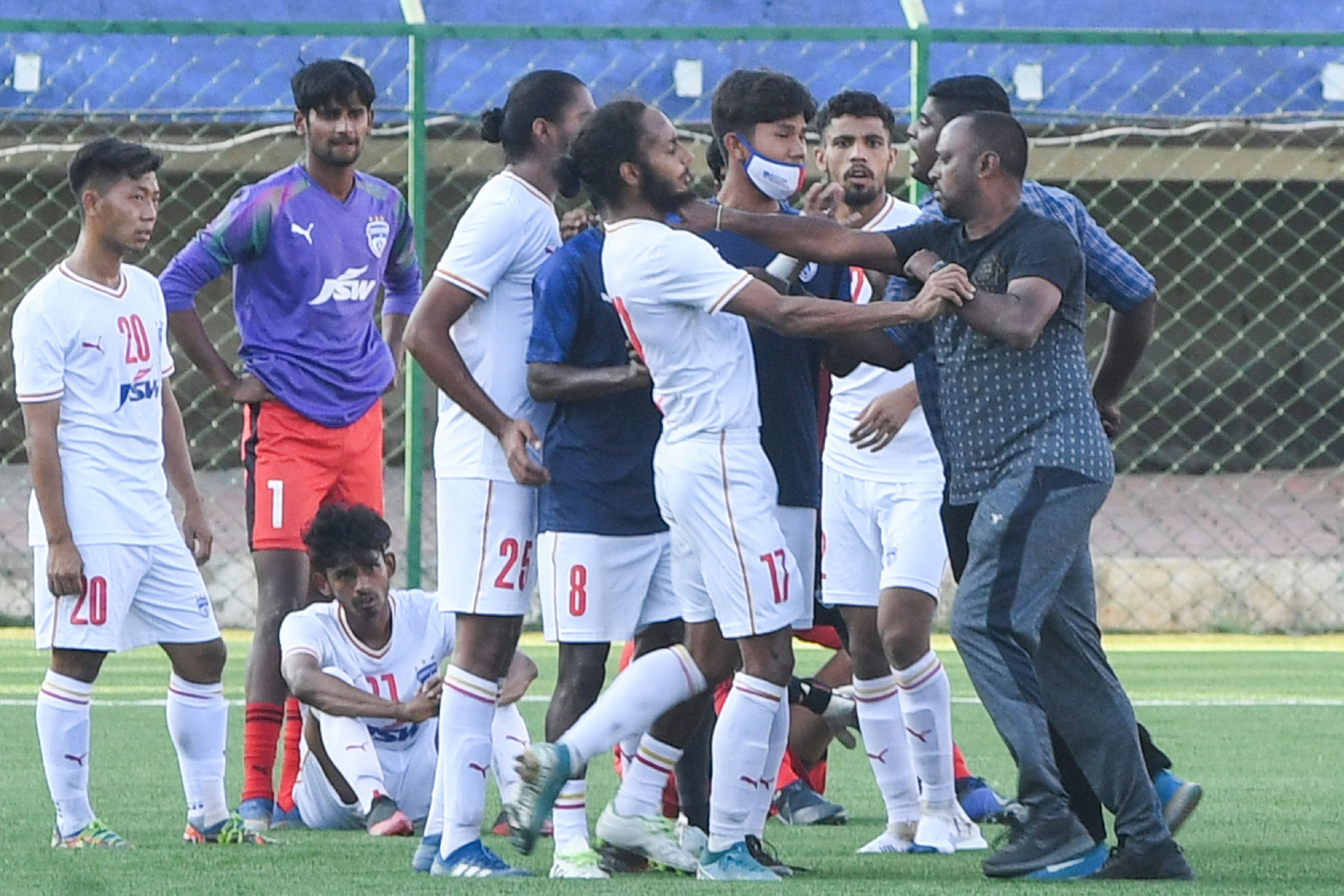 Bengaluru FC was given fines and bans by the Disciplinary Committee following the altercation following a BDFA Super Division match on Monday. Credit: DH photo. 