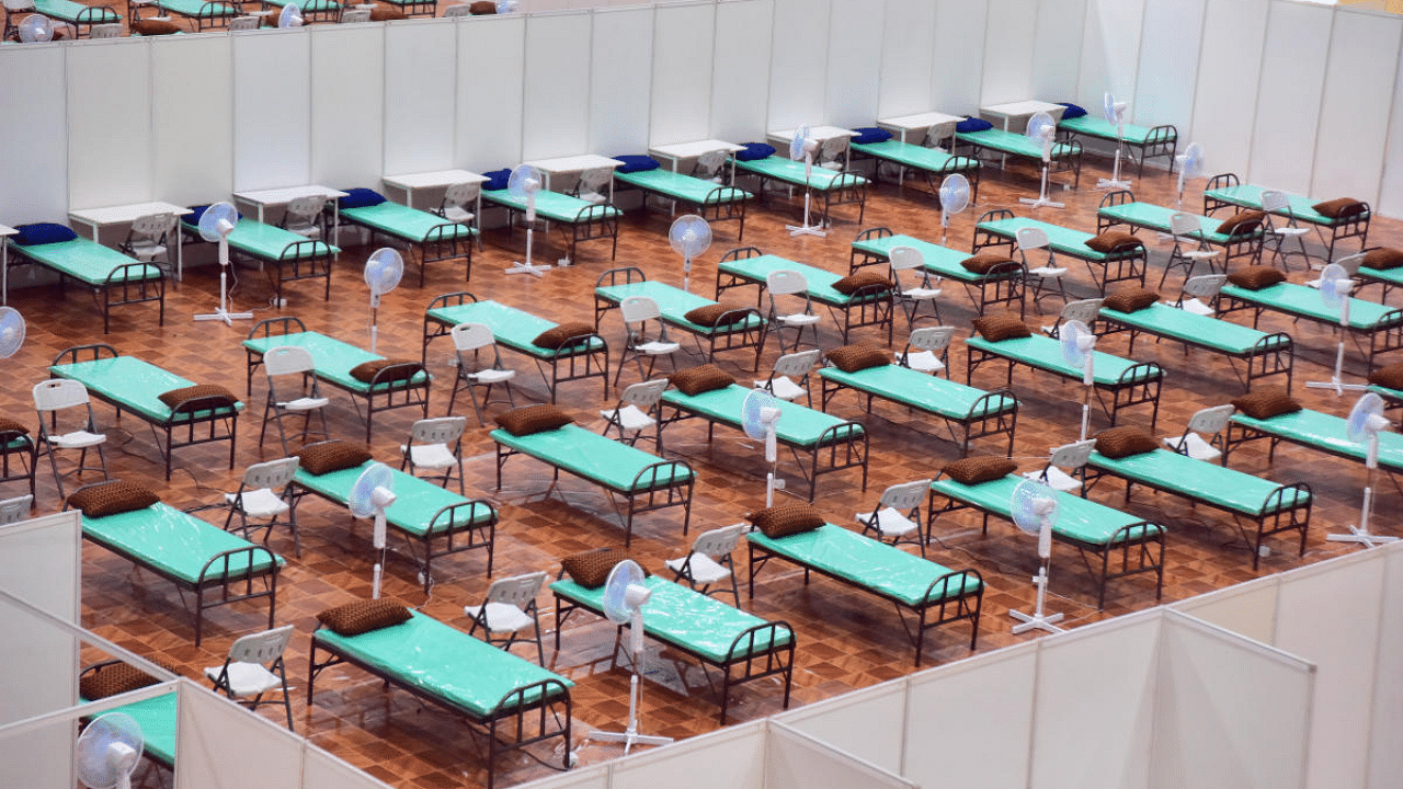 The 10,100-bedded Bangalore International Exhibition Centre (in pic) on Tumakuru Road was one of the biggest CCCs in the country. Credit: DH Photo