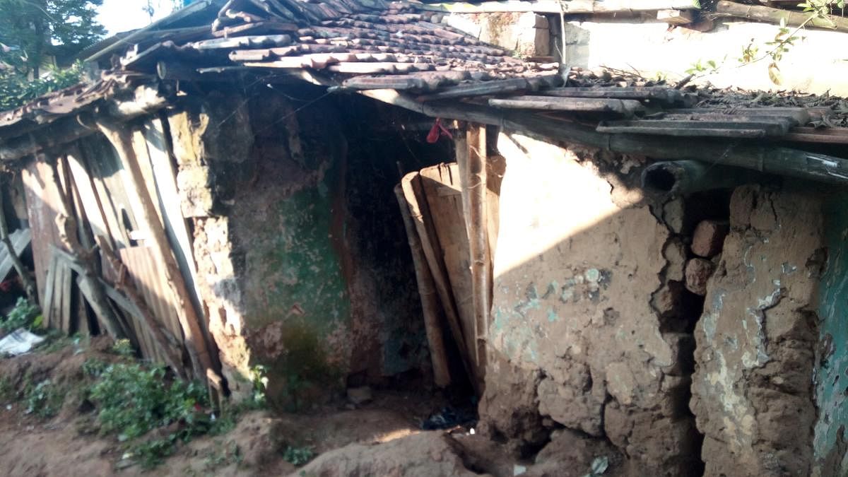 The condition of a house in Loaders Colony in Somwarpet. Credit: DH Photo