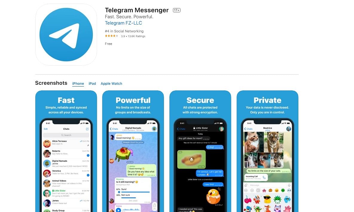 Telegram on Apple App Store (screen-grab)
