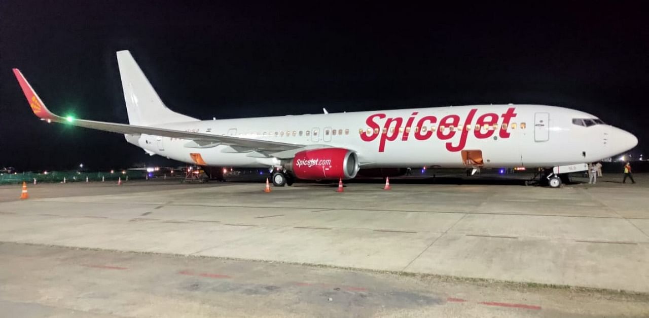 The bomb squad carried out an extensive check of the aircraft after a bomb threat slip was found inside the aircraft. Credit: Airport Authority of India.