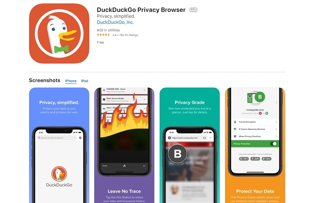 DuckDuckGo on Apple App Store (screen-grab)