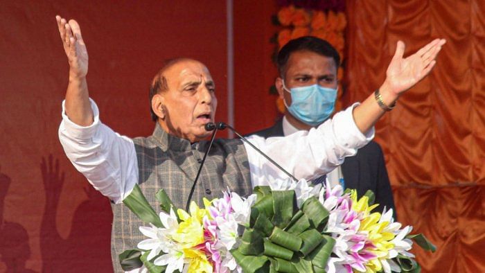 Union Defence Minister Rajnath Singh. Credit: PTI photo. 