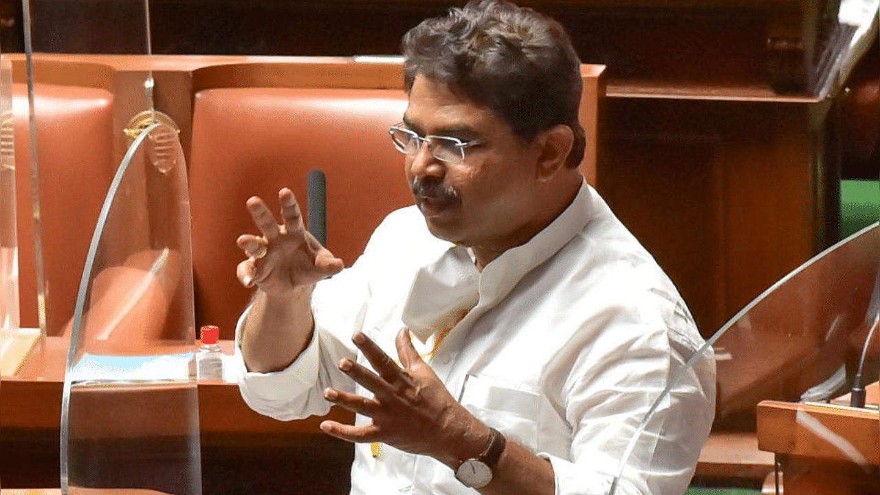 Revenue Minister R Ashoka speaks in the Legislative Assembly on Wednesday. Credit: DH Photo