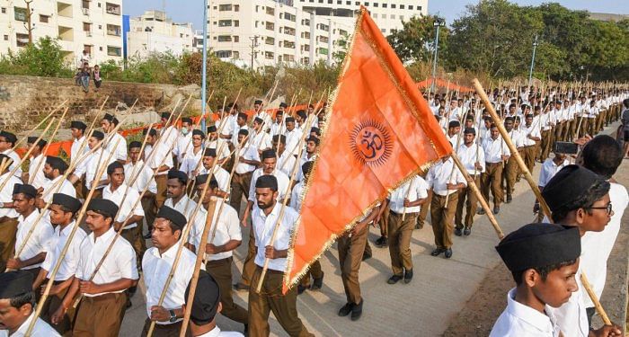 RSS flag. Credit: PTI File Photo