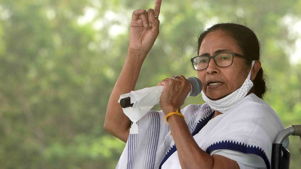 West Bengal Chief Minister Mamata Banerjee addresses a rally at East Medinipur. Credit: PTI Photo