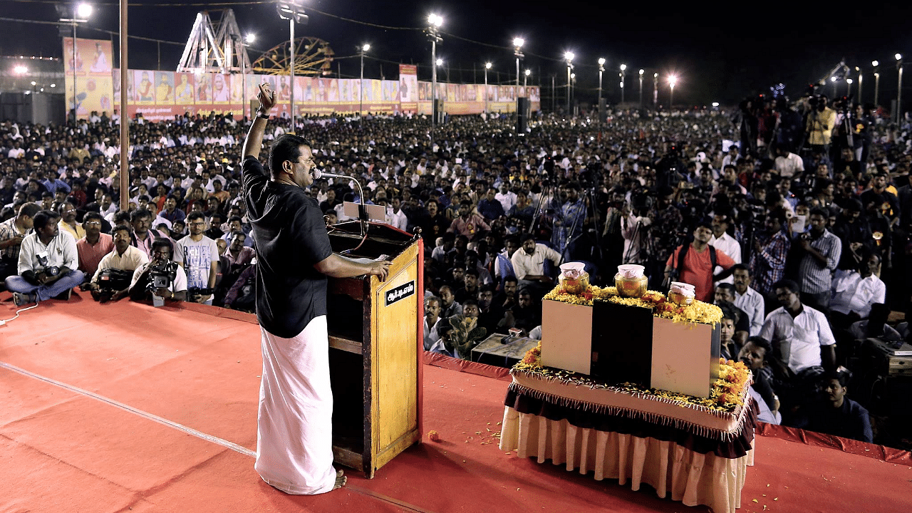 NTK led by Seeman, the actor-director who plunged into politics following the end of the civil war in Sri Lanka. Credit: DH Photo/Special Arrangement