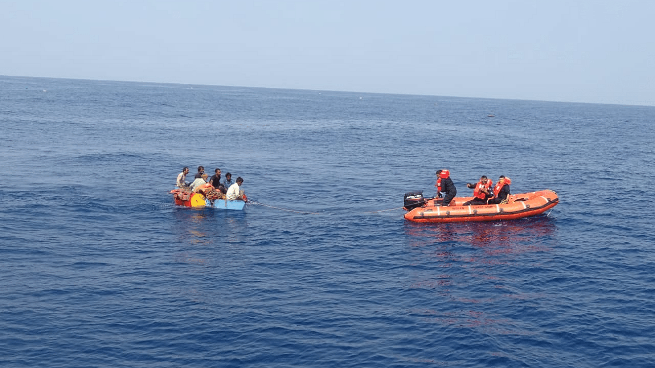 Six people were rescued off Kasaragod by the Coast Guard. Credit: DH Photo
