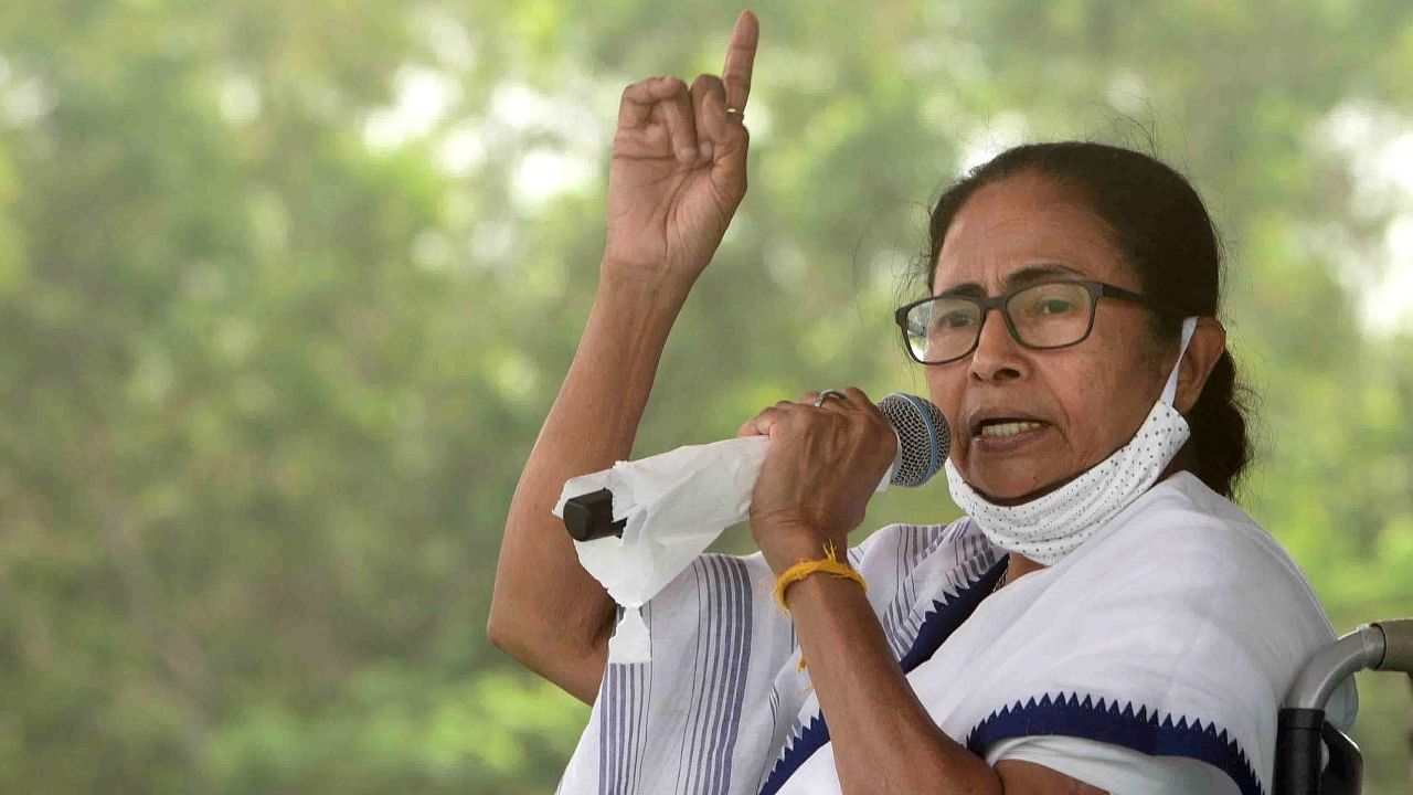 West Bengal Chief Minister Mamata Banerjee addresses a rally at Patashpur, ahead of the State Assembly polls, in East Medinipur. Credit: PTI File Photo