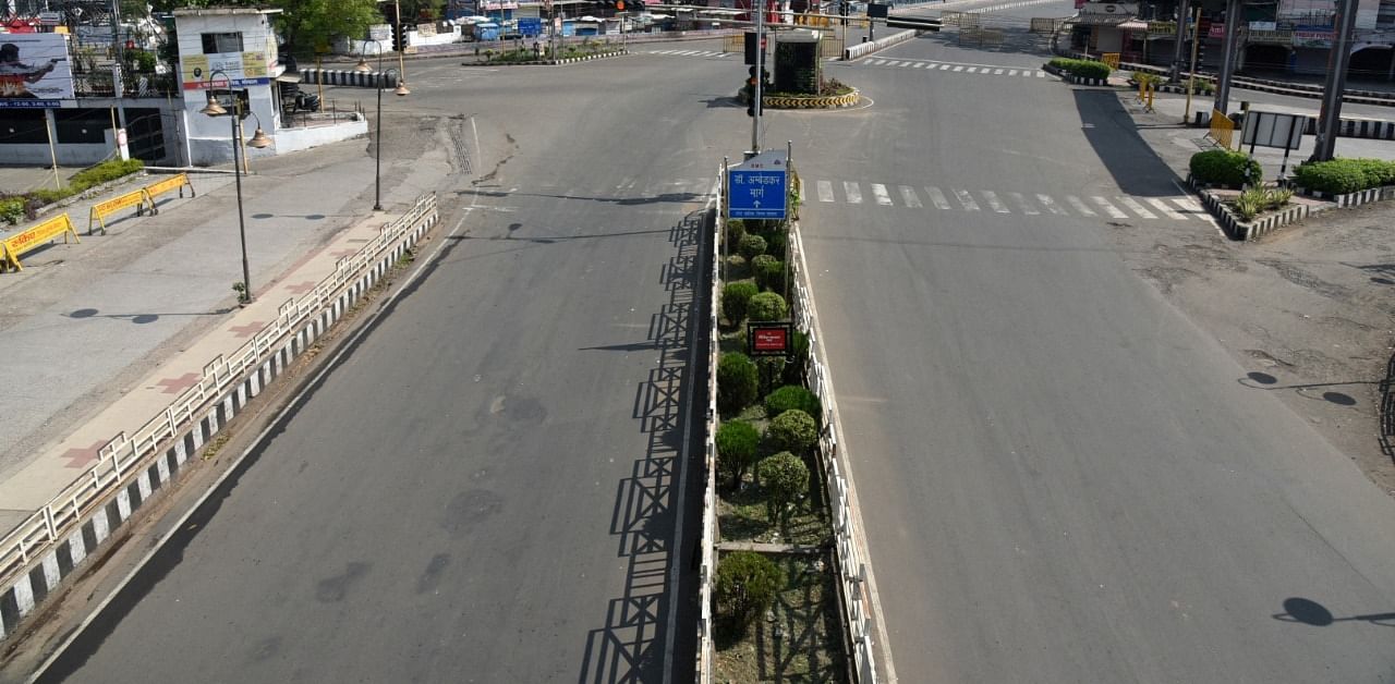 Deserted roads in Bhopal during lockdown. Credit: PTI Photo