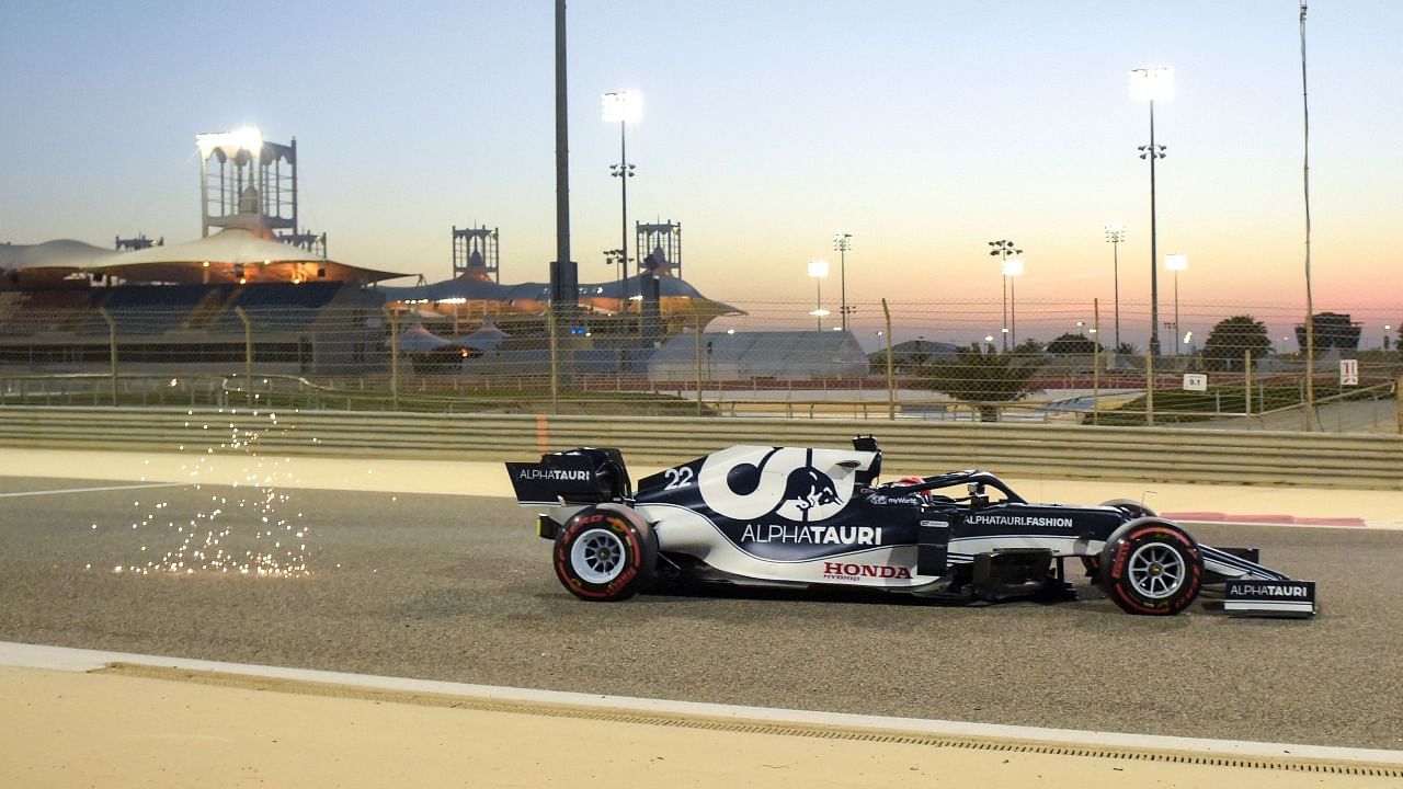 AlphaTauri's Japanese driver Yuki Tsunoda drives during the third day of the Formula One (F1) pre-season testing. Credit: AFP Photo