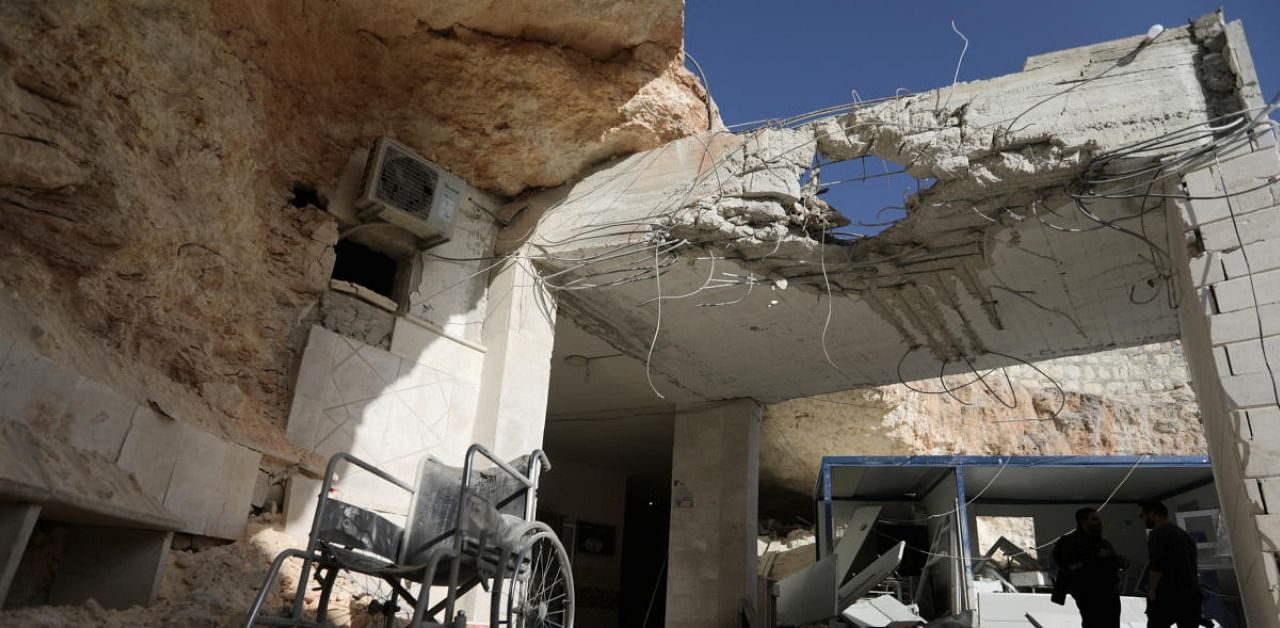 The damage at a hospital in a rebel-held town of Atareb in northwestern Syria. Credit: Reuters Photo