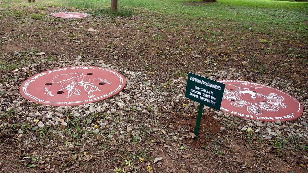 Rainwater harvesting wells made at Lalbagh botanical garden . Credit: DH File Photo