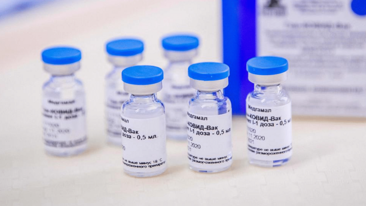 Vials with Russia's Sputnik V vaccine. Credit: AFP File Photo.