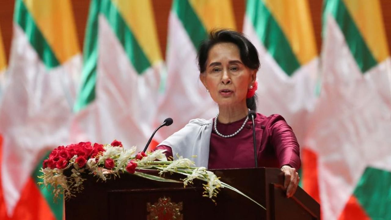 Aung San Suu Kyi was accused of taking bribes and arrested by the junta. Credit: AFP file photo.