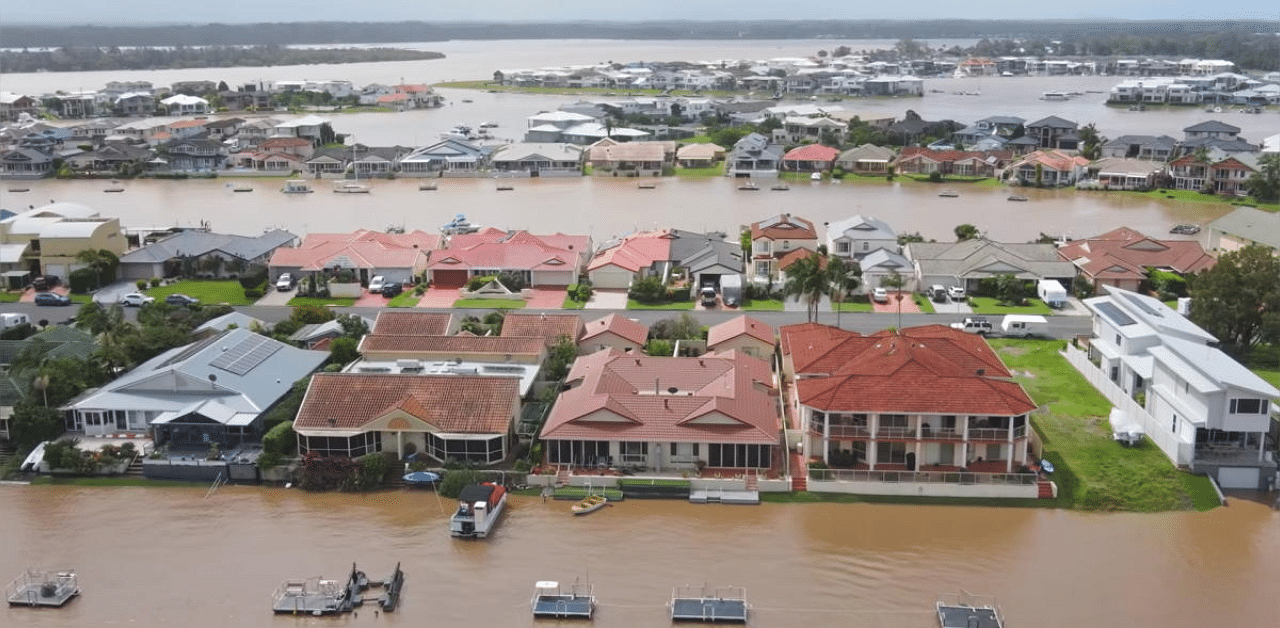 A still image taken from video shows a flooded area following heavy rains in Port Macquarie, New South Wales, Australia. Credit: Reuters photo. 