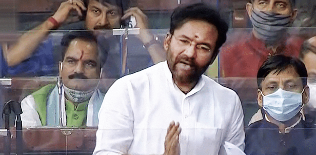 BJP MP G. Kishan Reddy speaks in the Lok Sabha, during the Budget Session of Parliament. Credit: PTI Photo