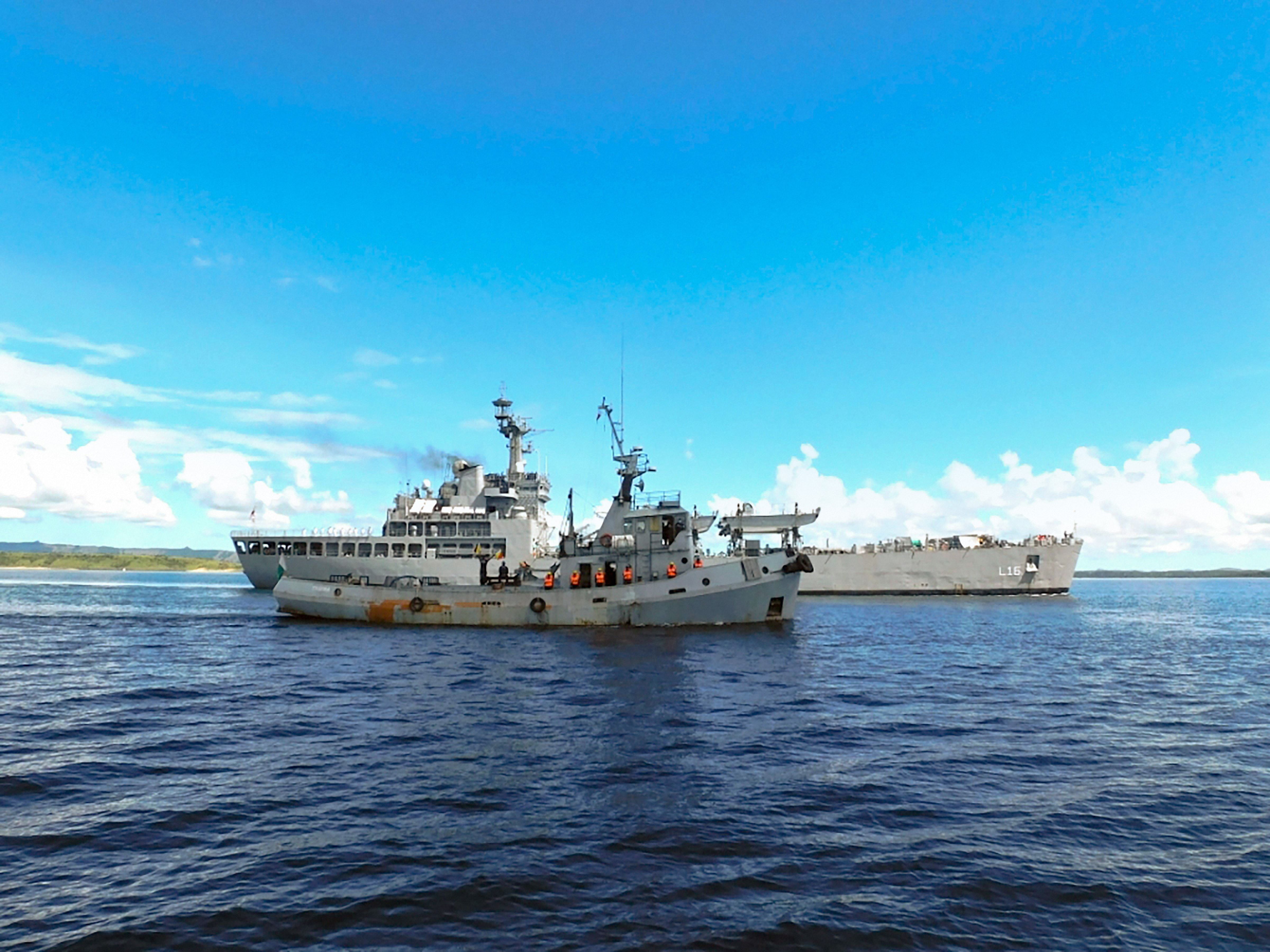 Indian Naval Ship (INS) Shardul made a port call at Antsiranana, Madagascar as part of First Training Squadron’s (1TS) Overseas Deployment. Credit: PTI Photo