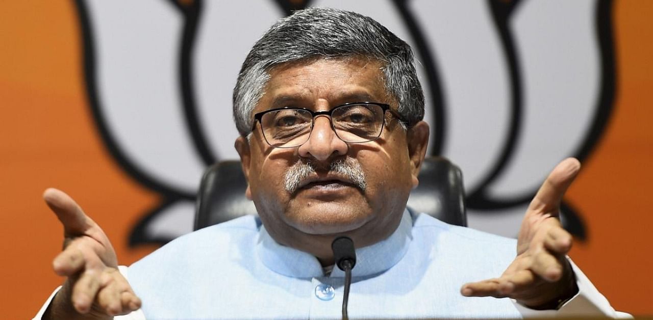 Union Minister and BJP leader Ravi Shankar Prasad. Credit: PTI Photo