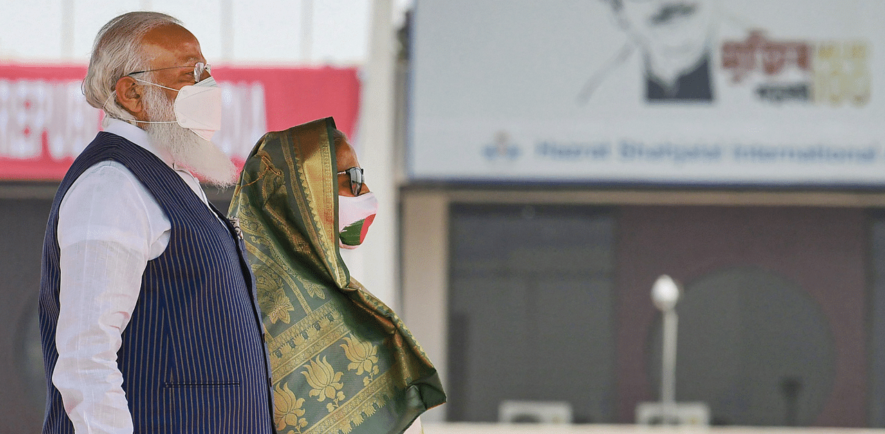 Prime Minister Narendra Modi and Bangladesh Prime Minister Sheikh Hasina. Credit: PTI Photo