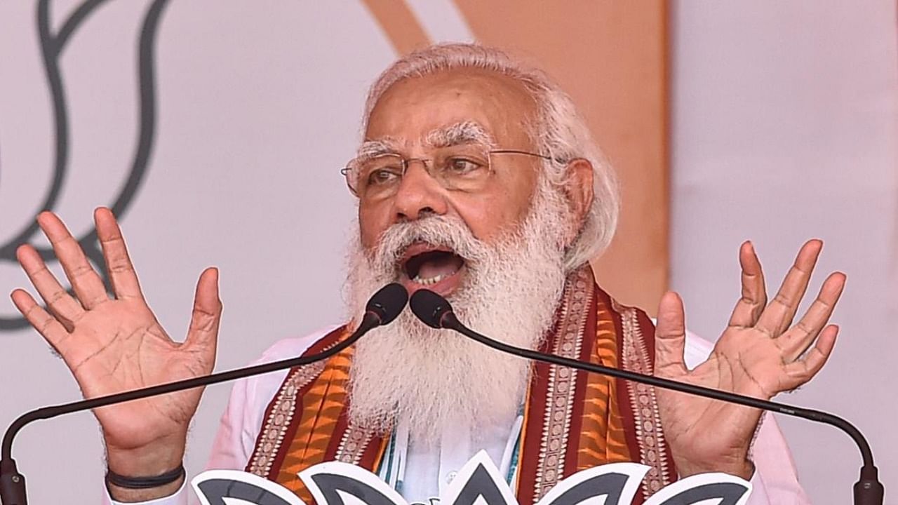 He said a toolkit recently sought to defame Assam tea, famous across the world, and Yoga, the legacy of our ancient saints, as part of a "conspiracy". Credit: PTI photo