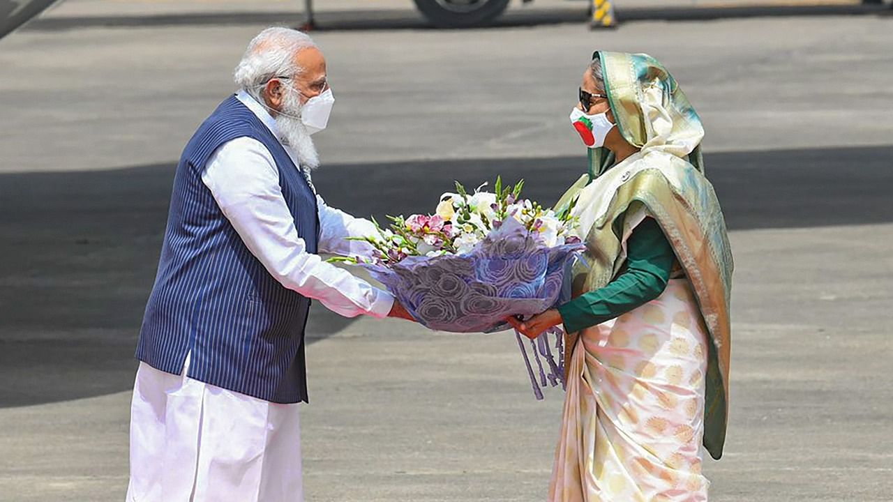 Prime Minister Narendra Modi and Bangladesh PM Sheikh Hasina. Credit: PTI Photo