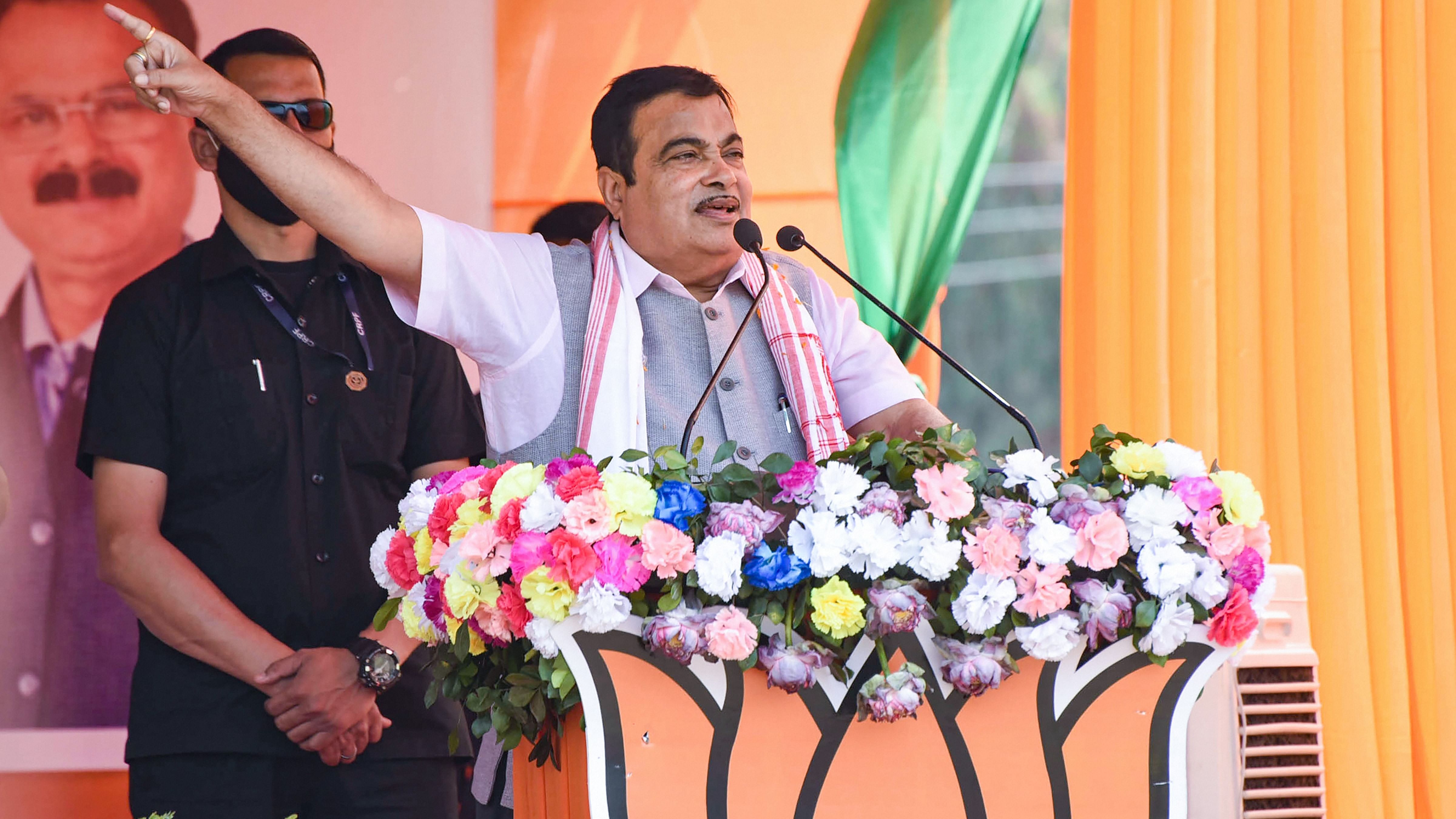 Union Minister Nitin Gadkari in Assam. Credit: PTI Photo