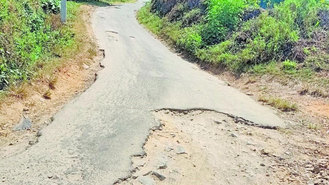 The pathetic condition of a road in Dechoor. Credit: Special arrangement.