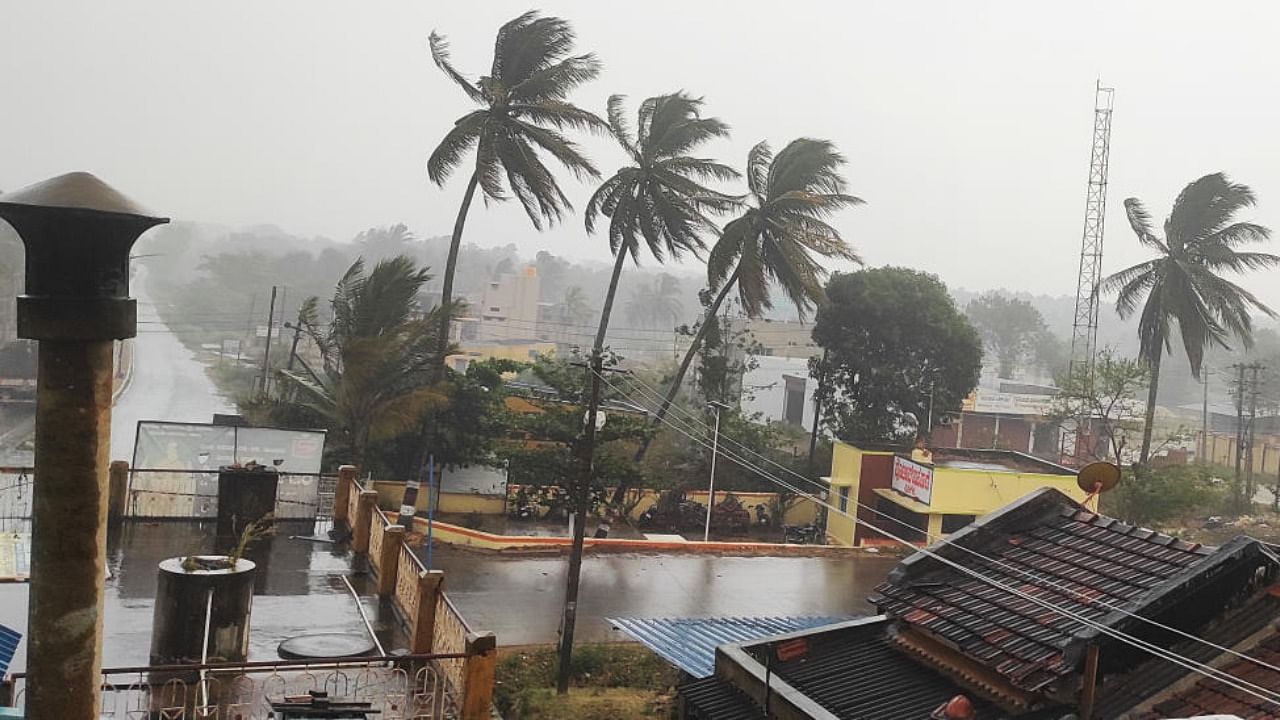Heavy rain, accompanied by strong winds, lashed Sirigere village in Chitradurga district on Sunday. Credit: DH Photo