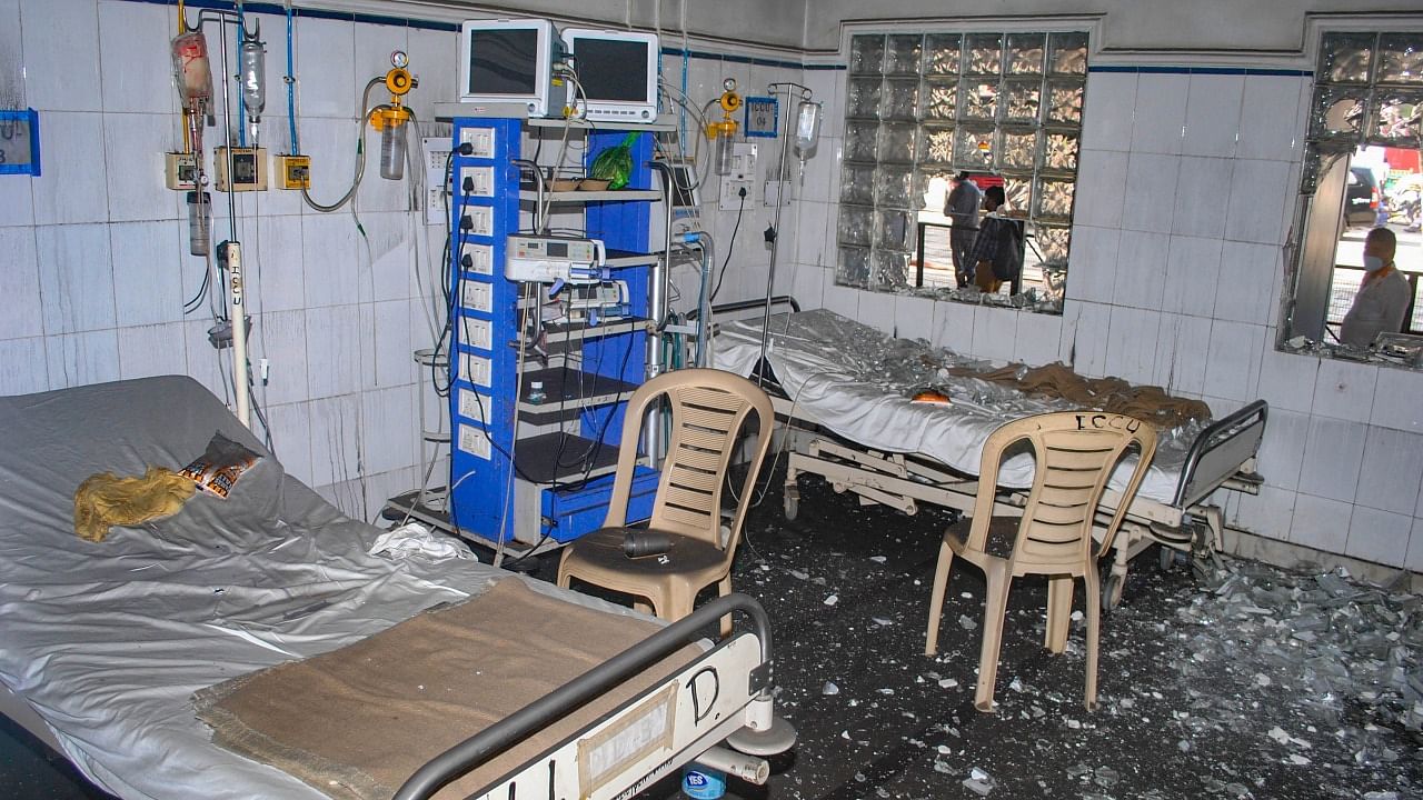 The fire broke out near the intensive care unit (ICU) on the ground floor of the hospital. Credit: PTI Photo