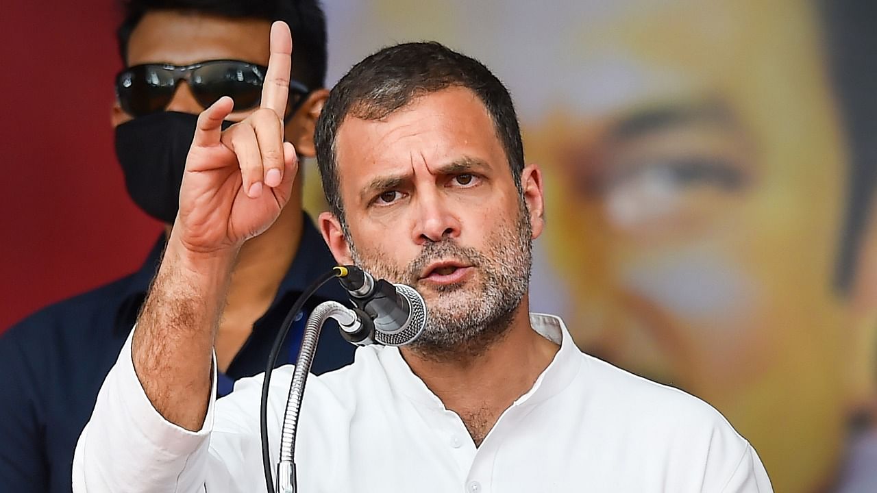 Congress leader Rahul Gandhi during a rally in Salem ahead of the Tamil Nadu Assembly elections. Credit: PTI Photo