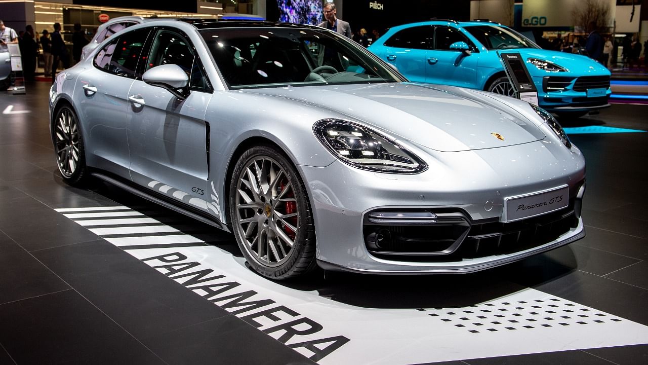 A Porshce Panamera is displayed during the second press day at the 89th Geneva International Motor Show. Credit: Getty.