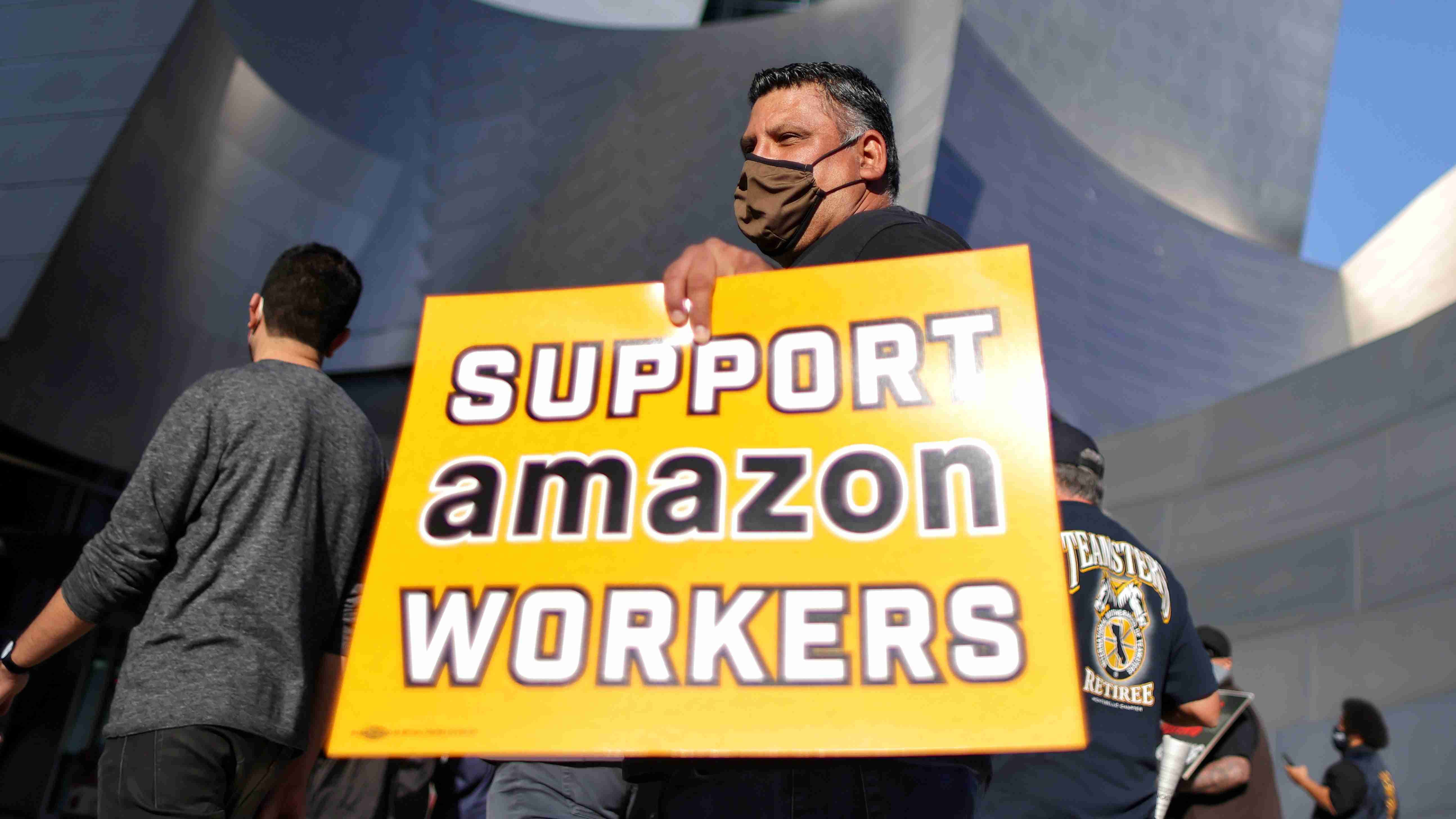 Amazon has mounted its own campaign, sending text messages urging current and also former workers to vote. Credit: Reuters Photo