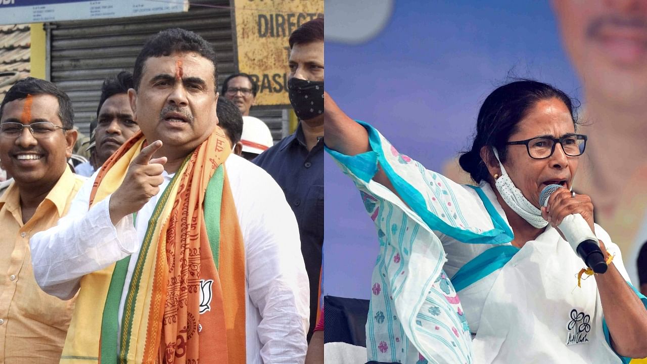 BJP's Nandigram candidate Suvendu Adhikari (L) and West Bengal Chief Minister Mamata Banerjee have been engaged in a fiery battle for the South Bengal constituency. Credit: PTI File Photos