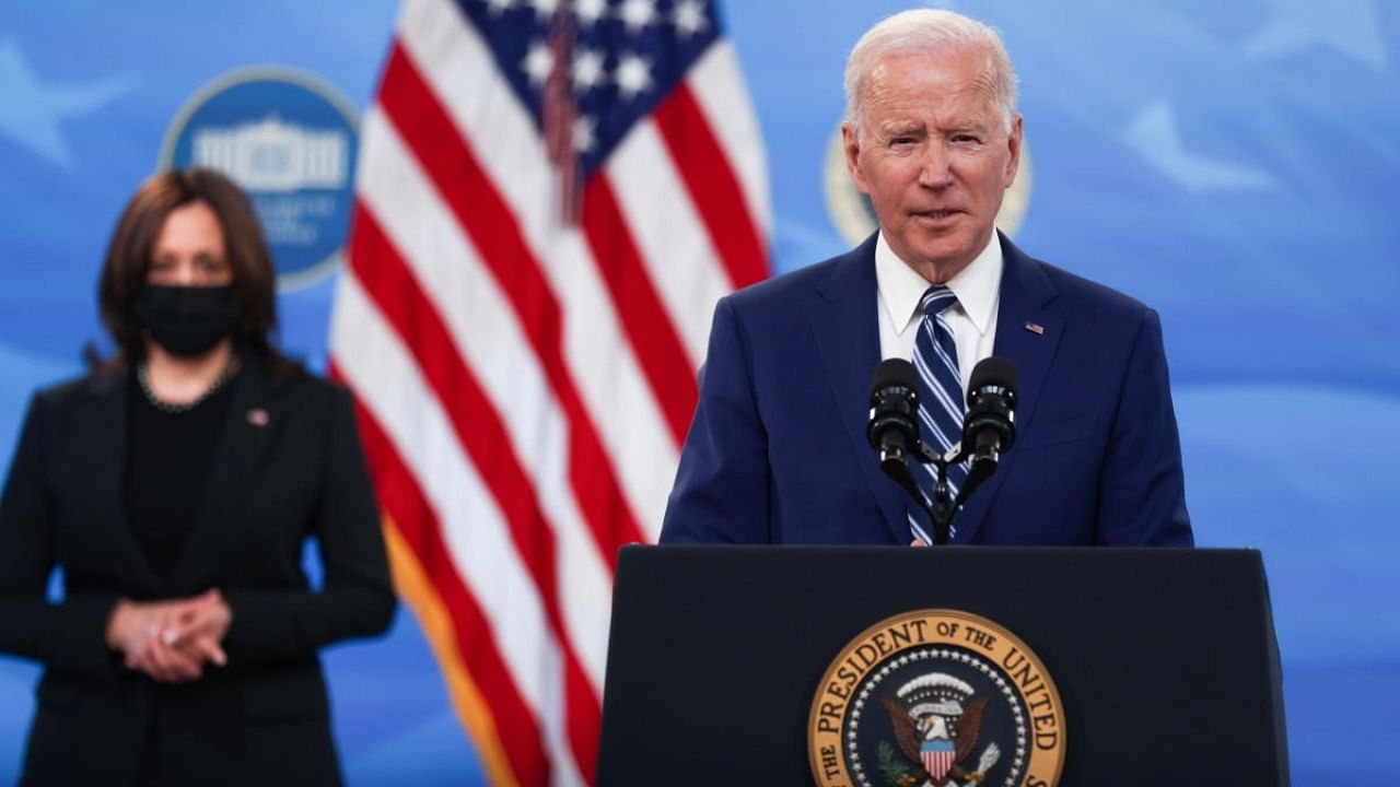 US President Biden delivers remarks after a meeting with his Covid-19 Response Team at the White House campus in Washington. Credit: Reuters.