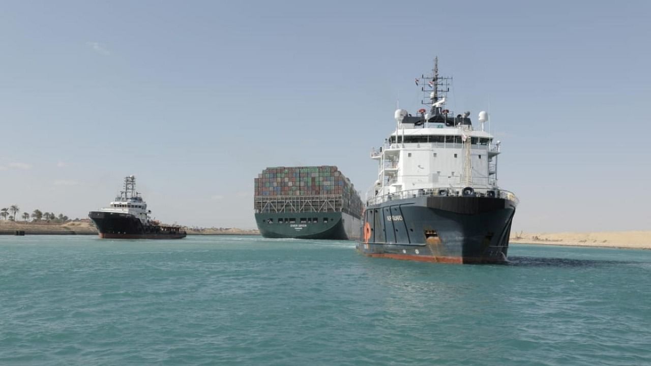 Ever Given, one of the world's largest container ships, is seen after it was fully floated in Suez Canal, Egypt March 29, 2021. Credit: Suez Canal Authority/Handout/Reuters.