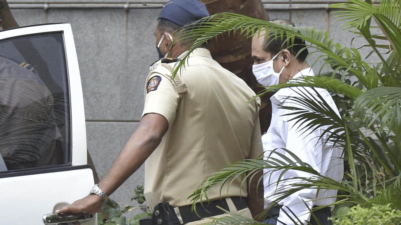 Police officer Sachin Vaze being taken to a court by National Investigation Agency. Credit: PTI Photo