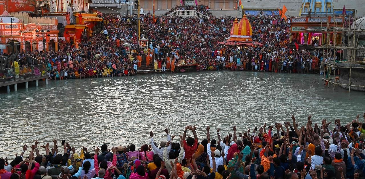 March 11 already saw over 3.3 million people assembling in Haridwar. Credit: AFP Photo