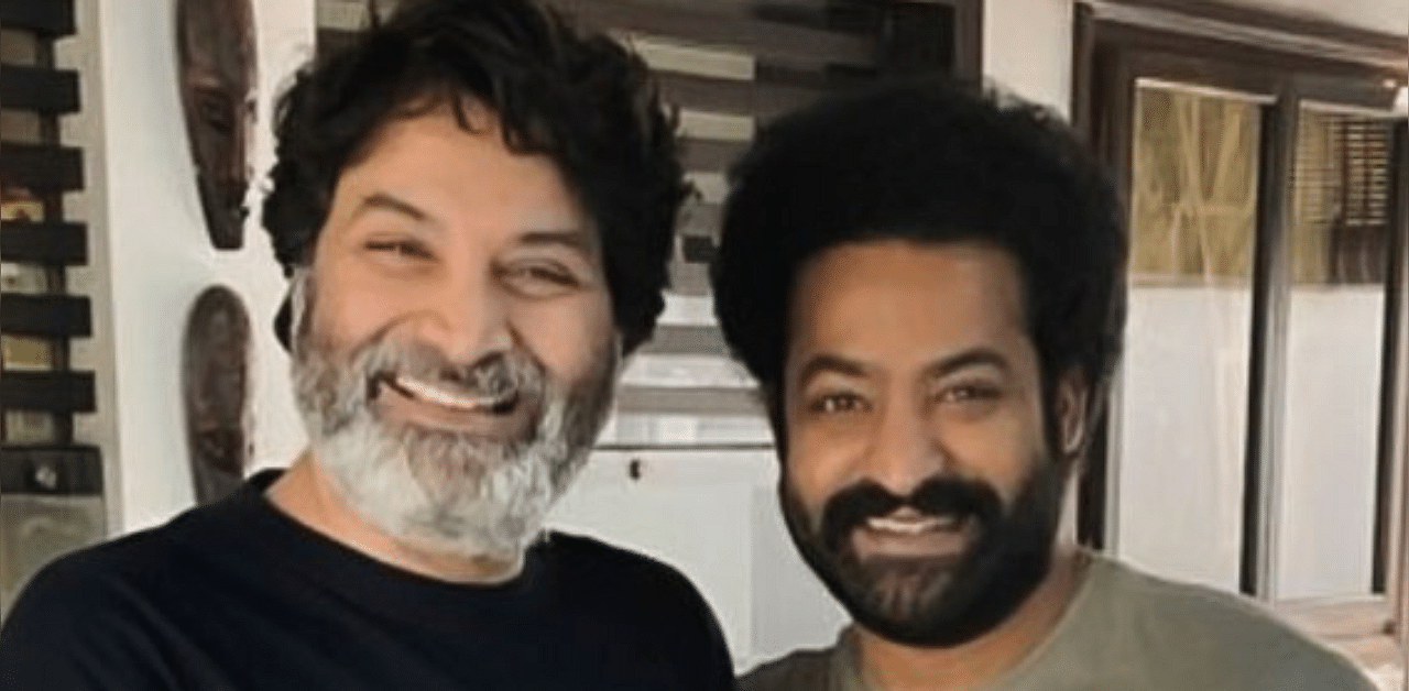 Jr NTR and Trivikram Srinivas. Credit: Twitter/@haarikahassine