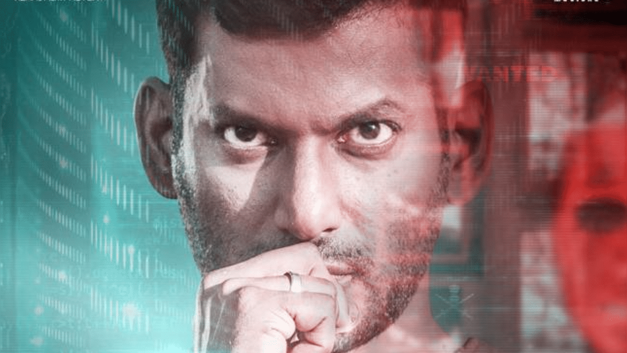 Vishal in the poster of 'Chakra'. Credit: Twitter/@VishalKOfficial