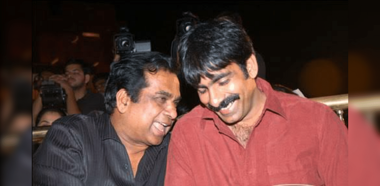 A throwback photo of Brahmanandam, Ravi Teja. Credit: Twitter/@RaviTeja_offl