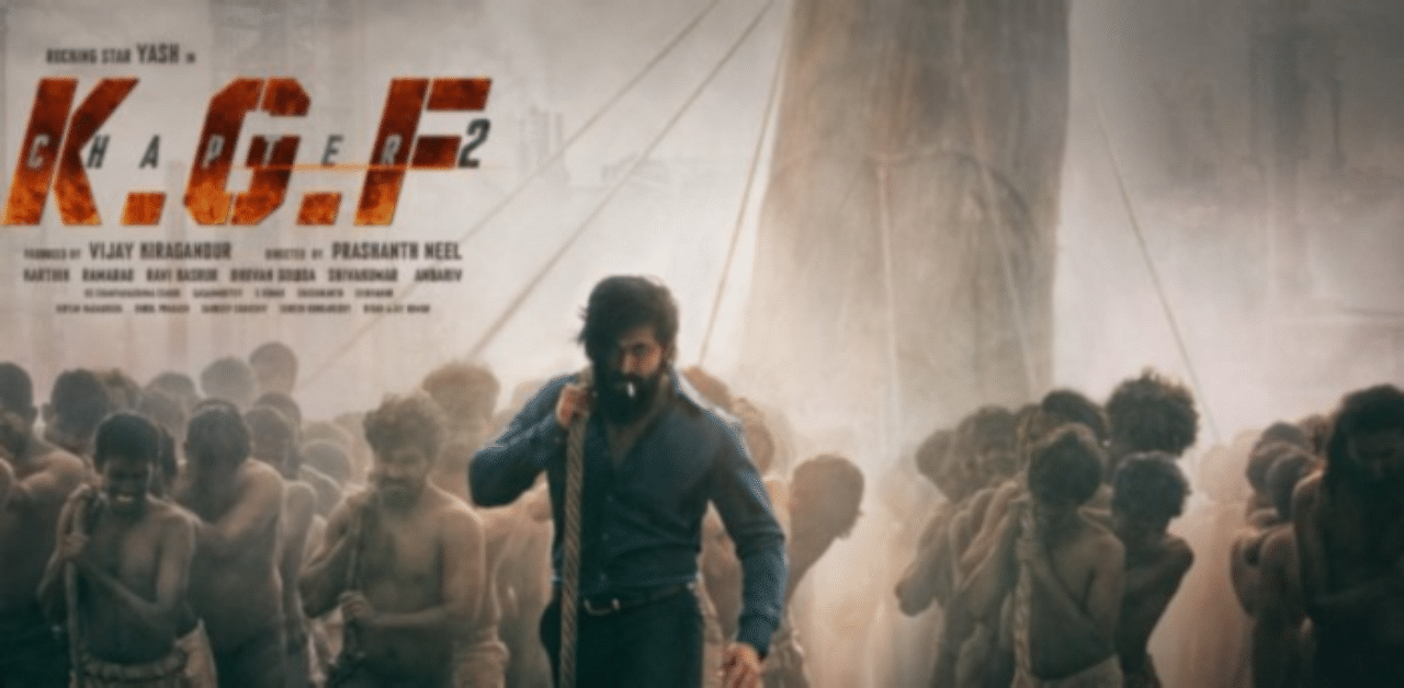 Yash in the poster of 'KGF Chapter 2'. Credit: Twitter/@KGFChapter2